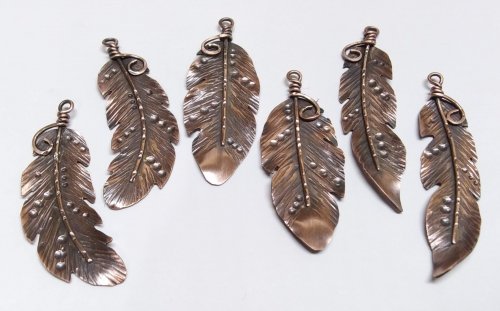 Judy Larson's Copper Feather Earrings - , Metalwork, Butane Torch, Soldering, Solder, copper feather earrings